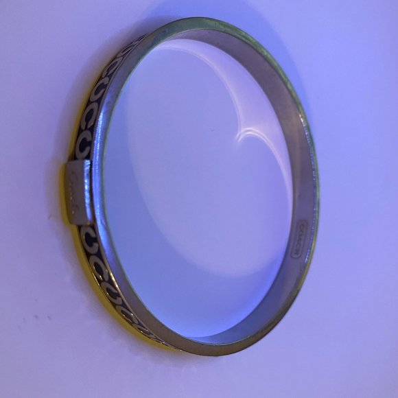 Coach Black and Silver Enamel Metal Bangle Bracelet with Rhinestones - Picture 3 of 4